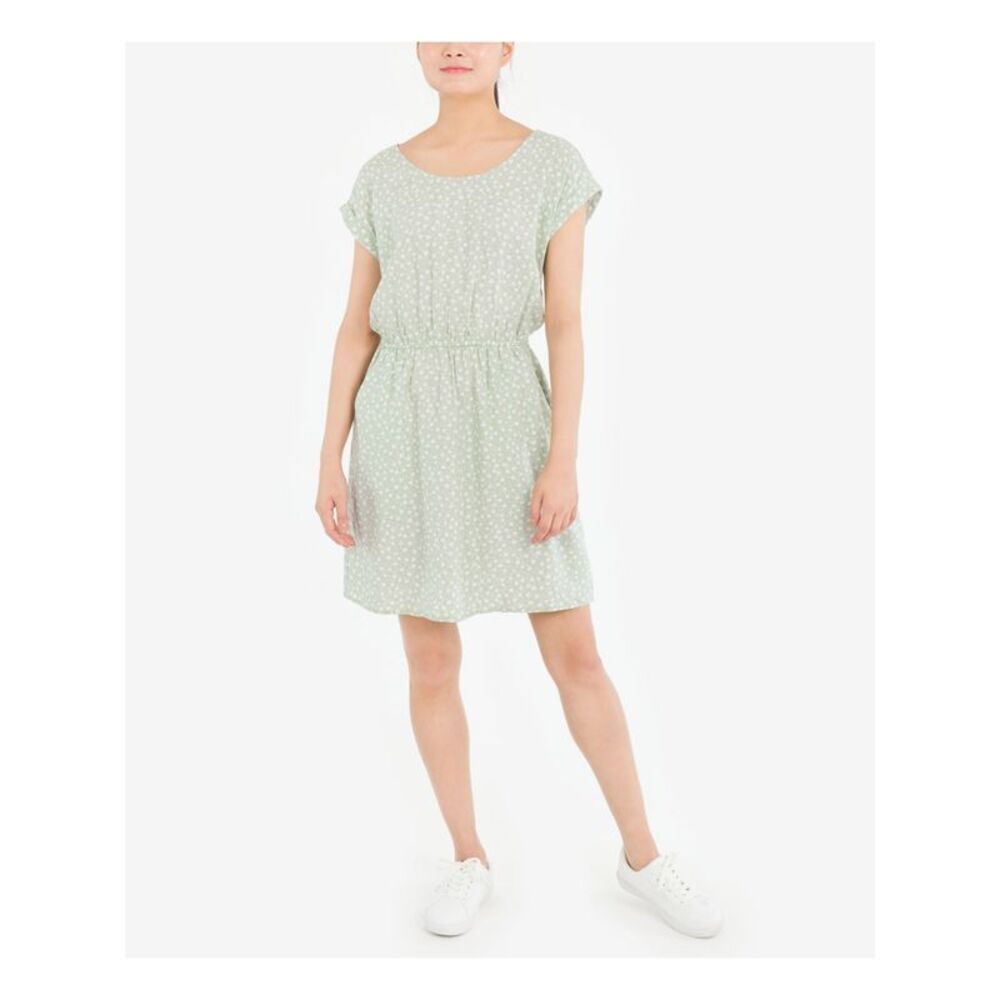 HIPPIE ROSE Womens Short Dress Green Short Sleeve Elastic Waistband Juniors S